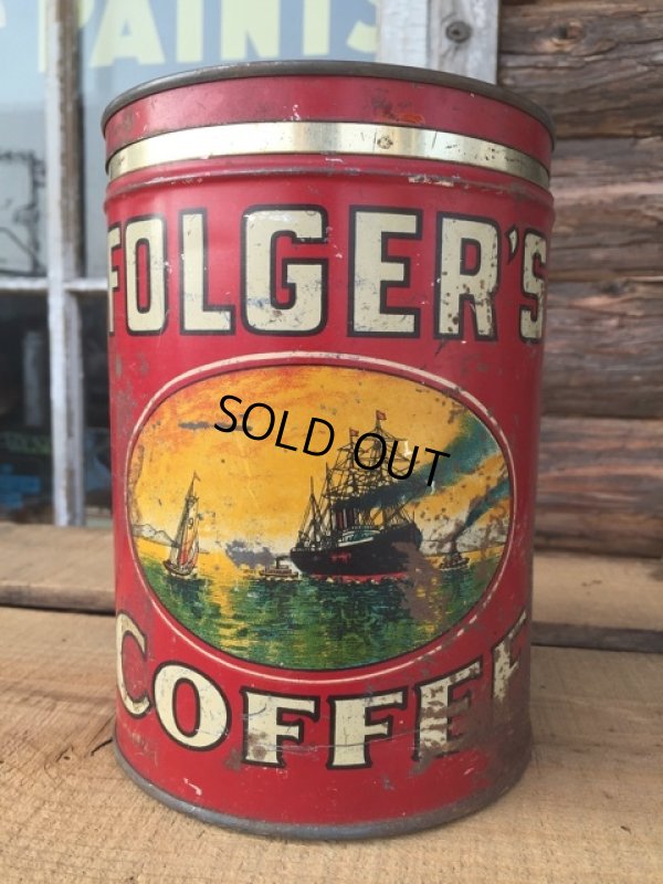 画像1: Vintage Folger's Coffee Can Two Pounds #J (DJ470)