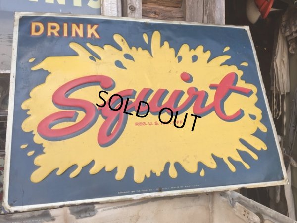 画像1: 50s Vintage Squirt Soda Embossed Sign (DJ571)