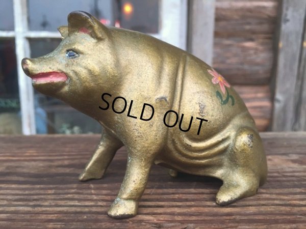 画像1: Vintage ACW Cast Iron Pig  Piggy Bank #A (DJ784)