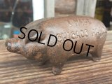 Vintage AD Cast Iron Pig  Piggy Bank #A (DJ781)
