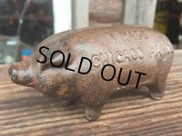 Vintage AD Cast Iron Pig  Piggy Bank #A (DJ781)