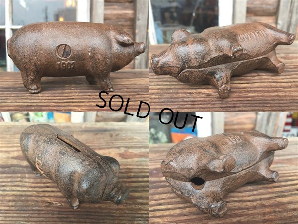 画像2: Vintage AD Cast Iron Pig  Piggy Bank #B (DJ780)