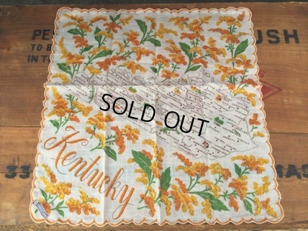 画像1: 50s Vintage Souvenir Handkerchief State of Kentucky (DJ818)