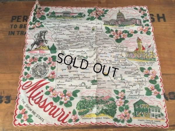 画像1: 50s Vintage Souvenir Handkerchief State of Missouri (DJ824)