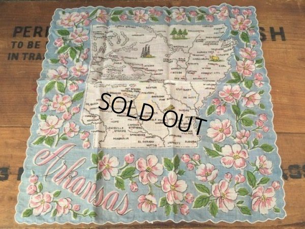 画像1: 50s Vintage Souvenir Handkerchief State of Arkansas (DJ825)