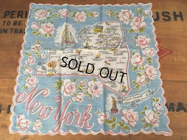 画像1: 50s Vintage Souvenir Handkerchief State of New York (DJ822)