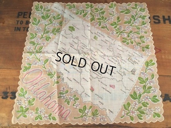 画像1: 50s Vintage Souvenir Handkerchief State of Oklahoma (DJ821)