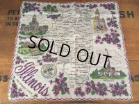 50s Vintage Souvenir Handkerchief State of Illinois (DJ820)