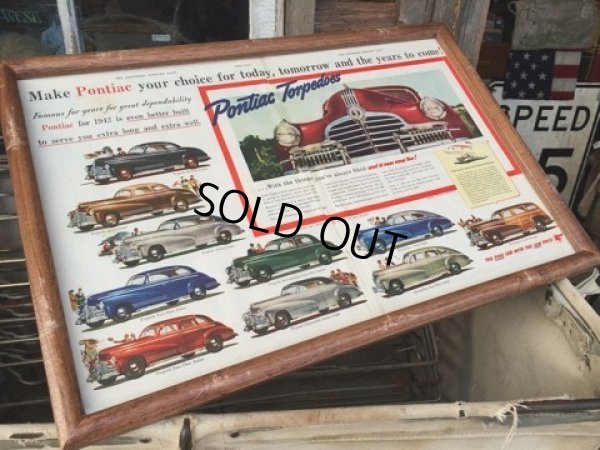 画像1: Vintage AD Poster Pontiac W/Frame (DJ847)