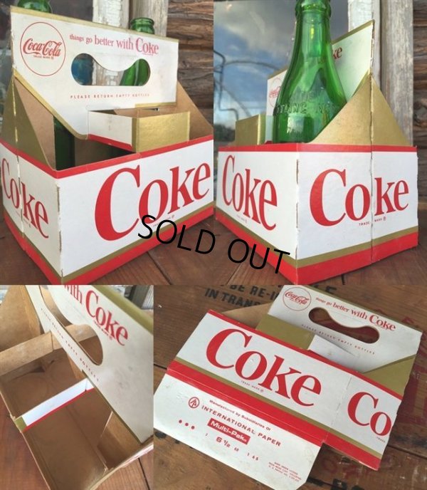 画像2: Vintage Soda 6-Pac bottles Cardboard carrying case / Coca Cola (DJ925)