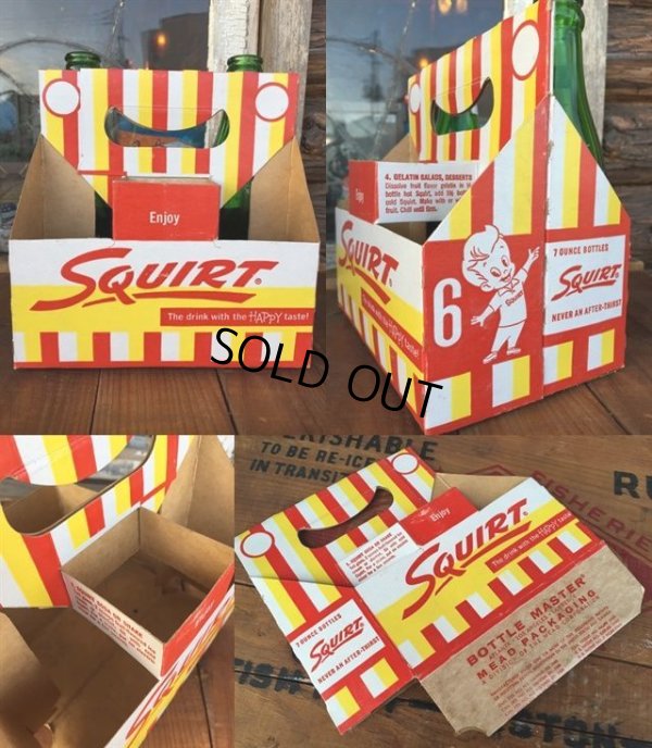 画像2: Vintage Soda 6-Pac bottles Cardboard carrying case / Squirt (DJ918)