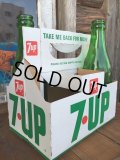 Vintage Soda 6-Pac bottles Cardboard carrying case / 7UP (DJ913)