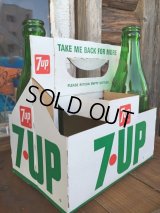 Vintage Soda 6-Pac bottles Cardboard carrying case / 7UP (DJ913)