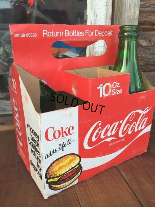 画像1: Vintage Soda 6-Pac bottles Cardboard carrying case / Coca Cola (DJ923)