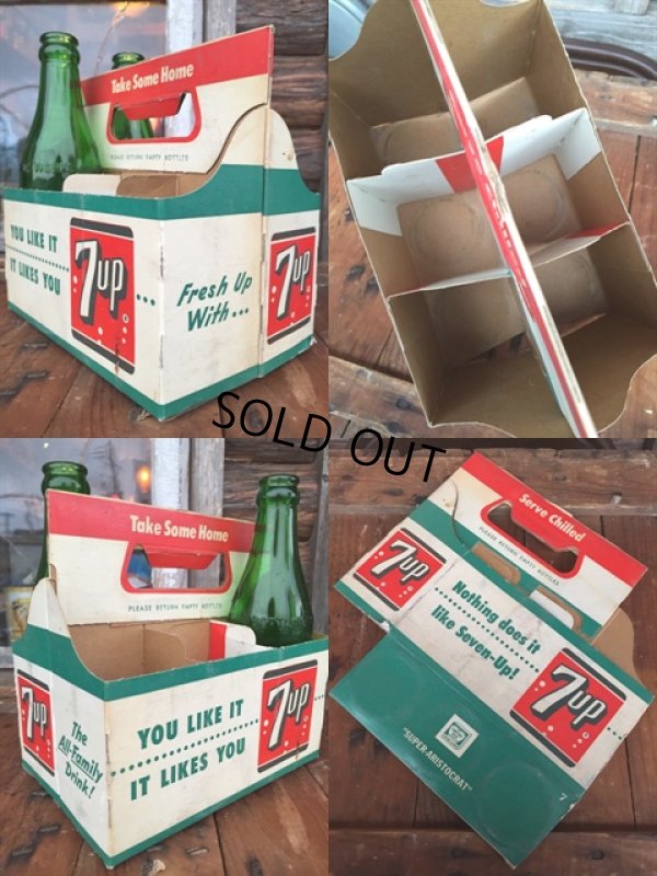 画像2: Vintage Soda 6-Pac bottles Cardboard carrying case / 7UP (MA49)