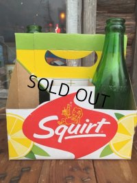 Vintage Soda 6-Pac bottles Cardboard carrying case / Squirt (MA55)
