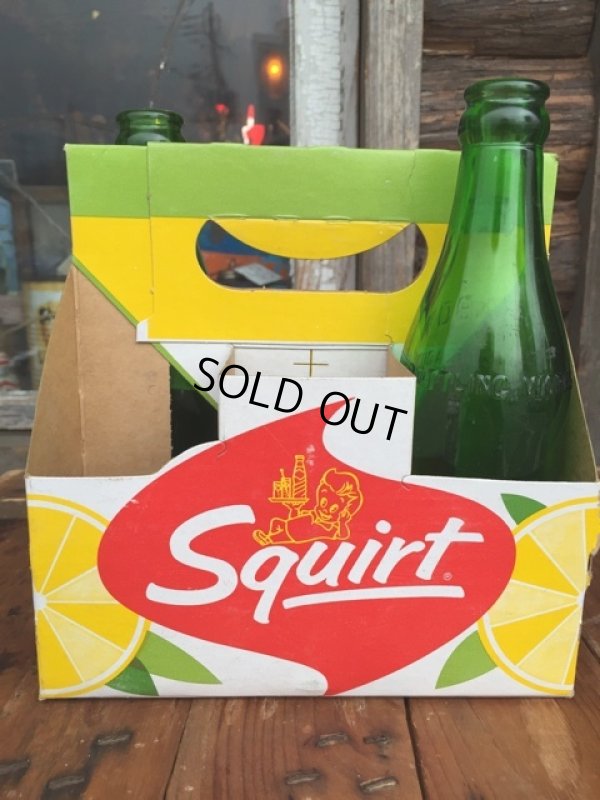 画像1: Vintage Soda 6-Pac bottles Cardboard carrying case / Squirt (MA55)
