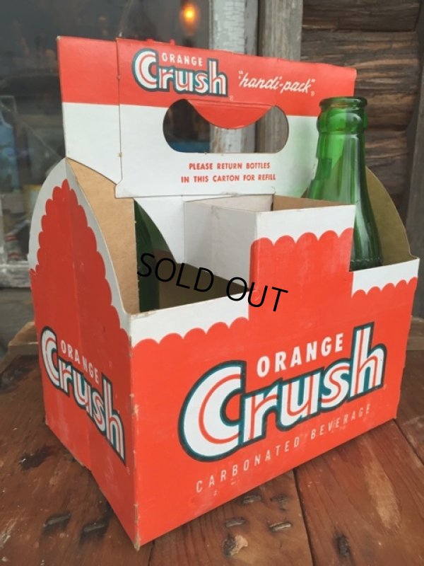 画像1: Vintage Soda 6-Pac bottles Cardboard carrying case / Crush (MA52)