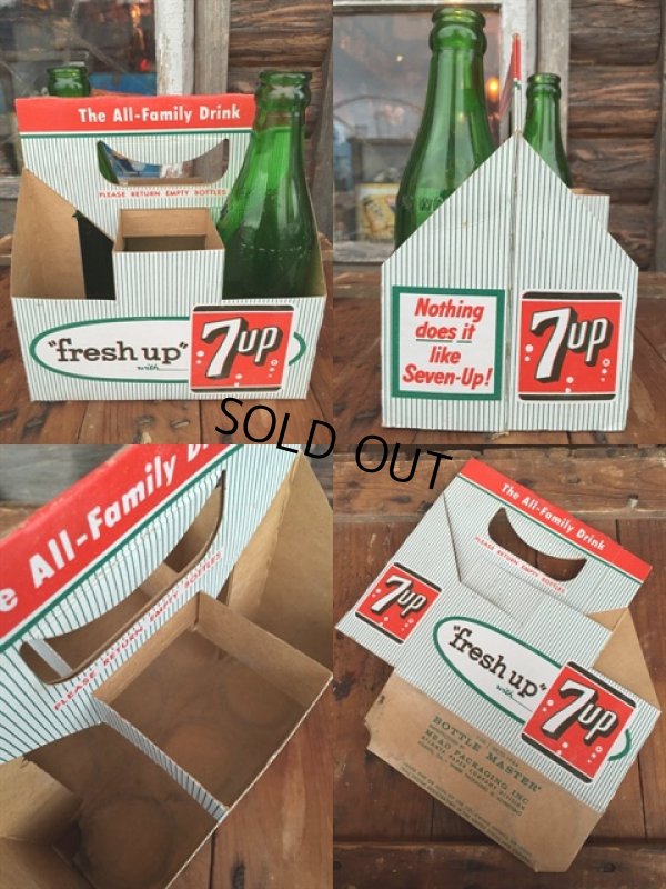 画像2: Vintage Soda 6-Pac bottles Cardboard carrying case / 7UP (MA50)