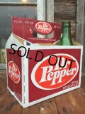 Vintage Soda 6-Pac bottles Cardboard carrying case / Dr Pepper (MA56)