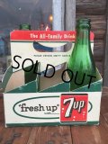 Vintage Soda 6-Pac bottles Cardboard carrying case / 7UP (MA51)