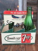Vintage Soda 6-Pac bottles Cardboard carrying case / 7UP (MA51)