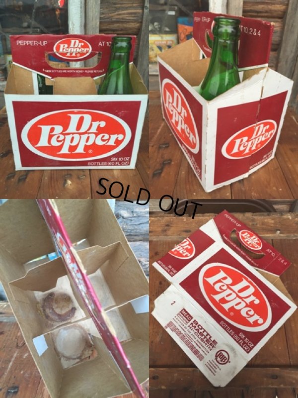 画像2: Vintage Soda 6-Pac bottles Cardboard carrying case / Dr Pepper (MA56)