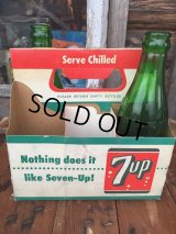 Vintage Soda 6-Pac bottles Cardboard carrying case / 7UP (MA49)
