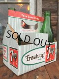 Vintage Soda 6-Pac bottles Cardboard carrying case / 7UP (MA50)