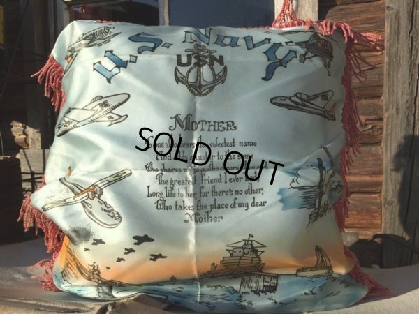 画像1: Vintage Souvenir Cushion US NAVY (MA192）
