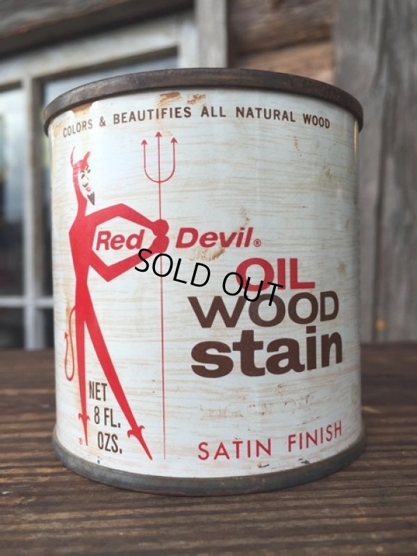 画像1: Vintage Red Devil Oil Wood Stain Can (MA202)