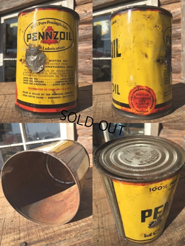 画像2: Vintage PENNZOIL 1 Quart Motor Oil Can (MA290) 