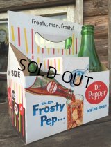 Vintage Soda 6-Pac bottles Cardboard carrying case / Dr Pepper (MA321)