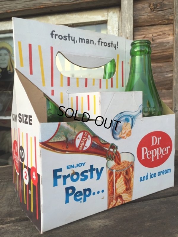 画像1: Vintage Soda 6-Pac bottles Cardboard carrying case / Dr Pepper (MA321)