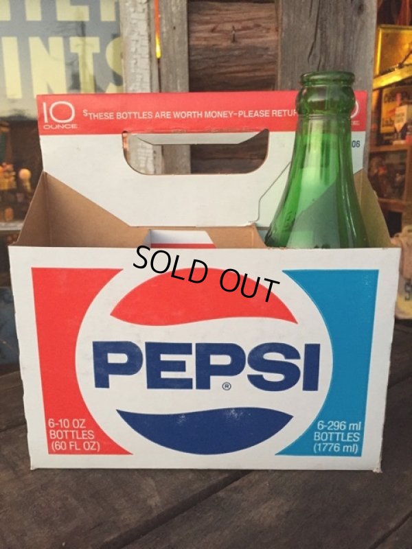 画像1: Vintage Soda 6-Pac bottles Cardboard carrying case / Pepsi (MA317)