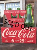 Vintage Soda 6-Pac bottles Cardboard carrying case / Coca Cola (DJ328)