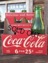 Vintage Soda 6-Pac bottles Cardboard carrying case / Coca Cola (DJ328)
