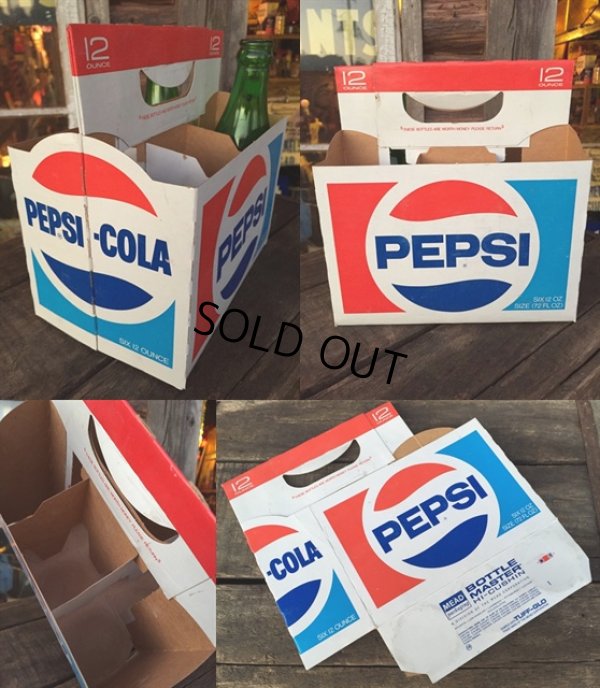 画像2: Vintage Soda 6-Pac bottles Cardboard carrying case / Pepsi (MA316)