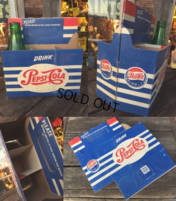 画像2: Vintage Soda 6-Pac bottles Cardboard carrying case / Pepsi (MA318)