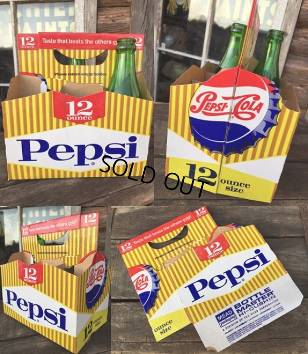 画像2: Vintage Soda 6-Pac bottles Cardboard carrying case / Pepsi (MA327)