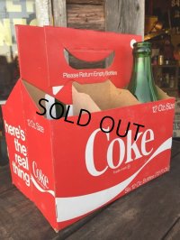 Vintage Soda 6-Pac bottles Cardboard carrying case / Coca Cola (DJ309)