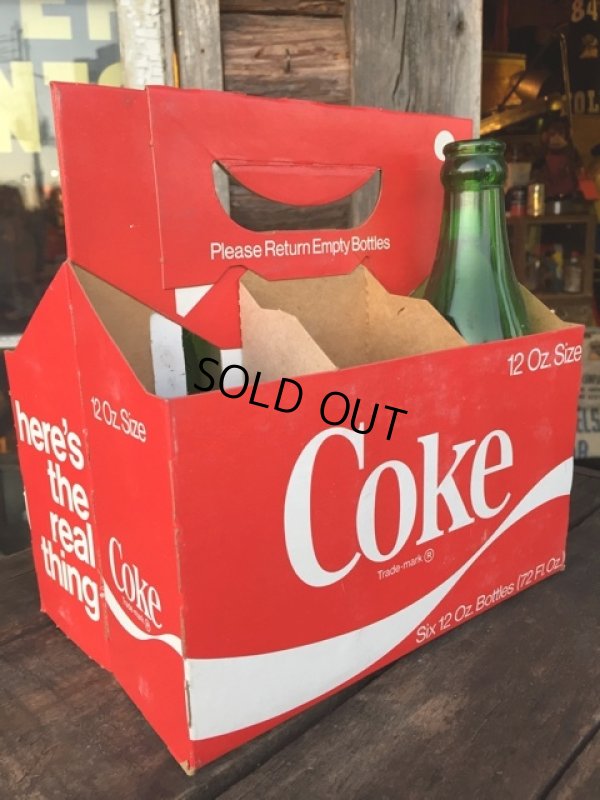 画像1: Vintage Soda 6-Pac bottles Cardboard carrying case / Coca Cola (DJ309)