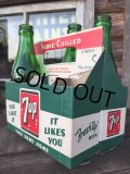 Vintage Soda 6-Pac bottles Cardboard carrying case / 7UP  (MA323)