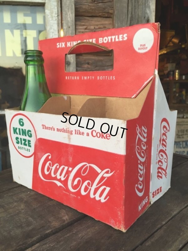 画像1: Vintage Soda 6-Pac bottles Cardboard carrying case / Coca Cola (MA308)