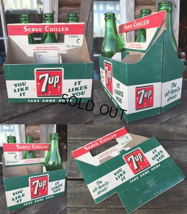 画像2: Vintage Soda 6-Pac bottles Cardboard carrying case / 7UP  (MA323)