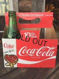 Vintage Soda 6-Pac bottles Cardboard carrying case / Coca Cola (DJ310)
