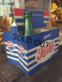 Vintage Soda 6-Pac bottles Cardboard carrying case / Pepsi (MA318)