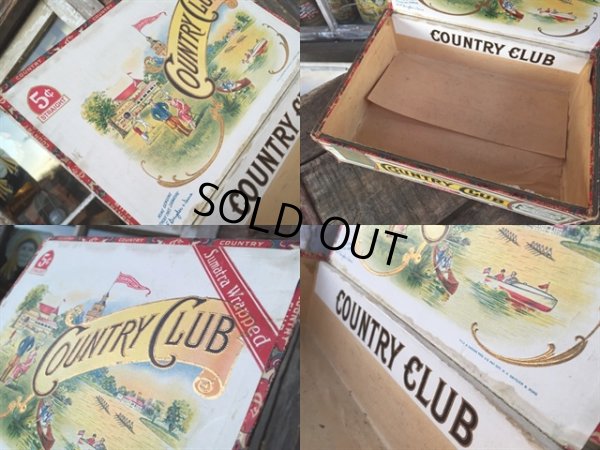 画像3: SALE Vintage W H Snyder & Sons Country Club Wooden Cigar Box Tabacco (MA434) 