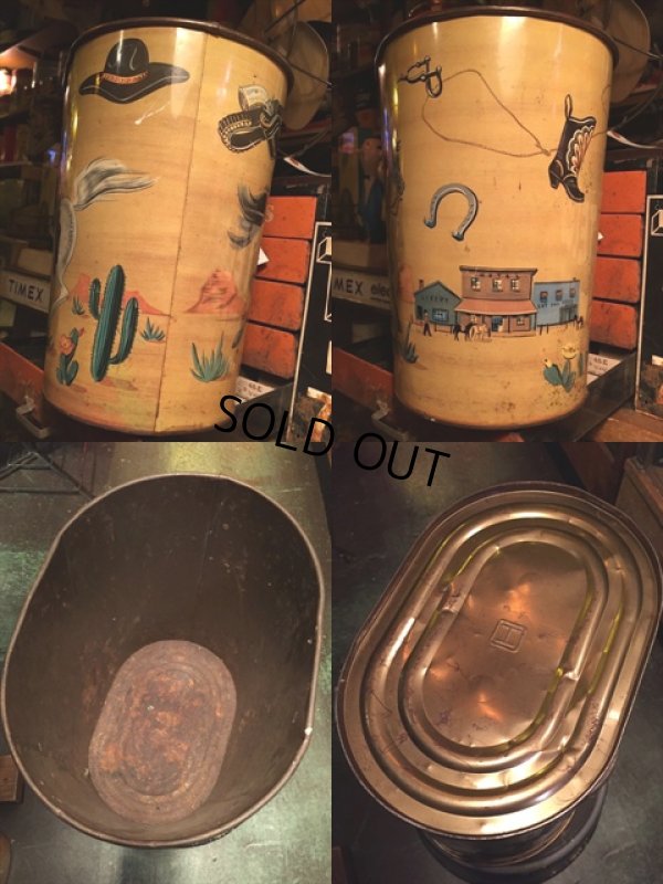 画像2: 50s Vintage Western Trash Can (MA449) 