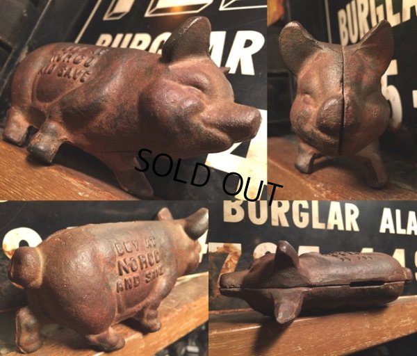 画像2: Vintage Cast Iron Pig Piggy Bank (MA471)